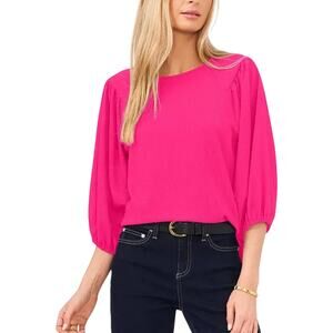 Vince Camuto Plus-Size Textured Puff Sleeve Top Pink Size 3X